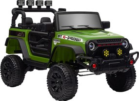 AIYAPLAY Carro Elétrico para Crianças com Bateria de 12V Controlo Remoto Faróis LED Buzina e Música 100x63x65 cm Verde | Aosom Portugal