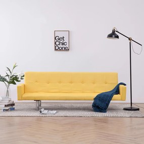 282224 vidaXL Sofá-cama com apoio de braços poliéster amarelo