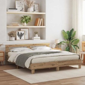 vidaXL Estrado de Cama em Madeira Carvalho Artesanal