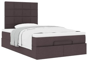 Estrutura de cama otomana com colchão 120x190cm castanho escuro