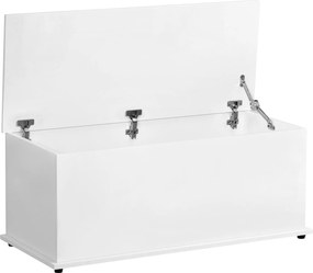 HOMCOM Baú Armazenamento Madeira Banco Dormitório Sala Estar Capacidade 60kg Design Elegante 100x40x40 Branco Resistente Durável | Aosom Portugal