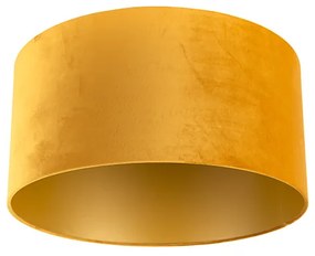 Abajur de veludo amarelo 50/50/25 com interior dourado