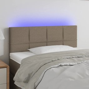 3121598 vidaXL Cabeceira cama luzes LED tecido 90x5x78/88cm cinza-acastanhado