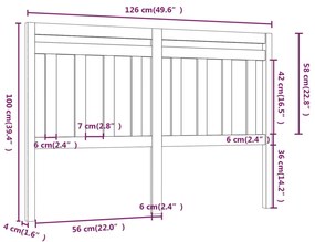 Cabeceira de cama 126x4x100 cm pinho maciço