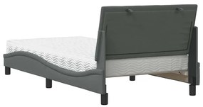Cama com colchão 100x200 cm tecido cinzento-escuro
