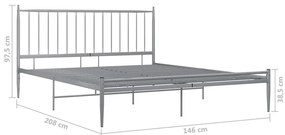 Estrutura de cama metal 140x200 cm cinzento
