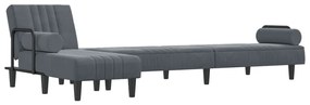 Sofá-cama em forma de L 260x140x70 cm veludo cinzento-escuro