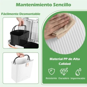 Caixote do lixo de 38 L com duas camadas, 2 caixotes removíveis, pedal e rodas para sala, cozinha e casa de banho, branco