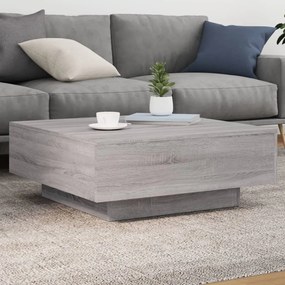 vidaXL Mesa de centro com luzes LED 80x80x31 cm cinzento sonoma