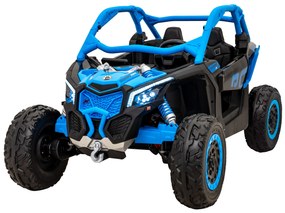 Carro elétrico para Crianças 24V 4x200W 2 Lugares, Buggy Can-Am Maverick Turbo RR Rodas de EVA, Assento de couro Azul