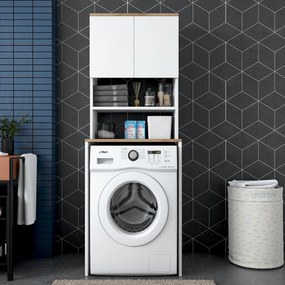 Móvel para Máquina de Lavar KD101 – Branco Nogueira – 65x183,6x60 cm