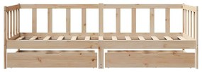Sofá-cama com gavetas 90x190 cm madeira de pinho maciça