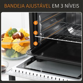 HOMCOM Mini Forno 16L com 3 Modos de Aquecimento Temperatura até 230°C