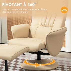 Poltrona Reclinável com Apoio para os Pés, 76 x 81 x 101 cm, Rotação a 360°
