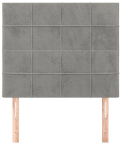 Cabeceira de cama 2 pcs veludo 90x5x78/88 cm cinzento-claro