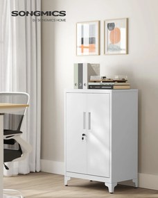 Armário arquivo escritório 40,2 x 60,1 x 99 cm com fechadura e 2 portas branco mate