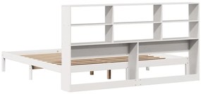 Cama com estante sem colchão 200x200 cm pinho maciço branco