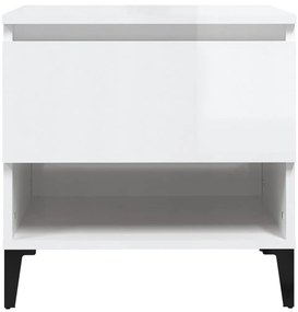 Mesas de apoio 2 pcs 50x46x50cm deriv. madeira branco brilhante