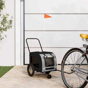 vidaXL Atrelado de bicicleta para animais de estimação Cinza e Preto