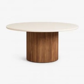Mesa De Jantar Redonda Em Cimento E Madeira De Acácia Sirvon Ø160 Cm - Sklum