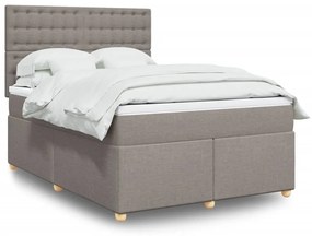 vidaXL Cama com molas/colchão 160x200 cm tecido castanho-acinzentado