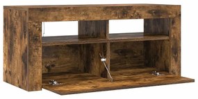 Móvel de TV com luzes LED 90x35x40 cm carvalho fumado