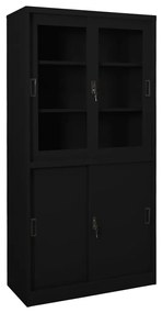 Armário de escritório c/ porta deslizante 90x40x180cm aço preto