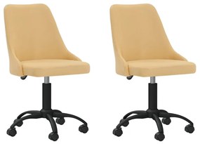 Cadeiras de jantar giratórias 2 pcs tecido amarelo