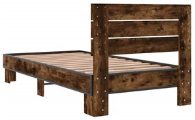 Estrutura de cama derivados de madeira e metal carvalho fumado