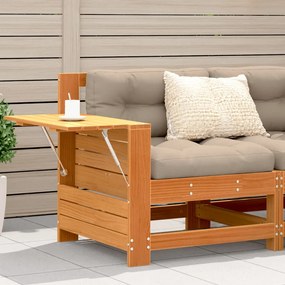 vidaXL Sofá jardim c/apoio braços/mesa apoio pinho maciço castanho-mel