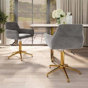 vidaXL Cadeiras de jantar giratórias 2 pcs veludo cinzento-claro
