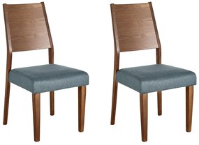 Conjunto de 2 cadeiras de jantar em madeira escura e cinzenta ELMIRA Beliani
