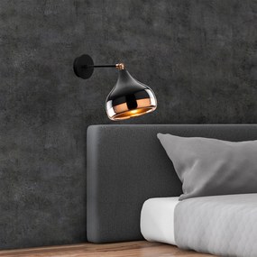 Candeeiro de Parede Yildo – Preto e Cobre – 17 x 28 cm