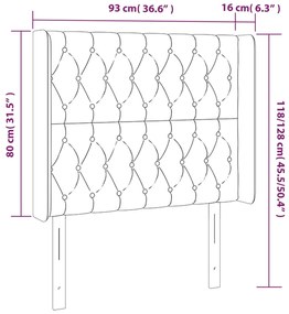 Cabeceira cama c/ abas tecido 93x16x118/128 cm castanho-escuro