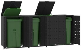 vidaXL Abrigo para 4 caixotes do lixo 276x79x117 cm aço preto