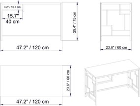 Mesa de Estudo Victory - Dourado e Branco - 120x75x60 cm