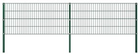 vidaXL Painel de vedação com postes ferro 3,4x0,8 m verde
