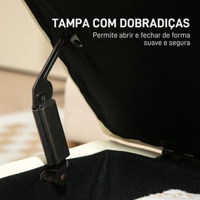 Baú de Armazenamento para Dormitório 33L Puff de Armazenamento Estofado em PU Banco de Arrumação 60x38x40 cm Creme