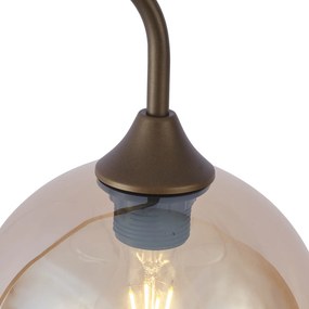 Candeeiro de pé Art Deco bronze escuro com vidro âmbar - Sandra Art Deco