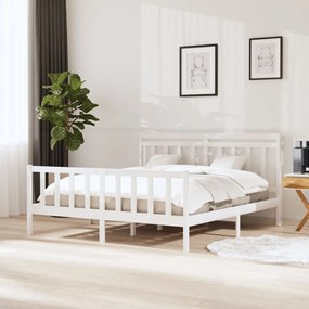 vidaXL Estrutura de cama 160x200 cm madeira maciça branco