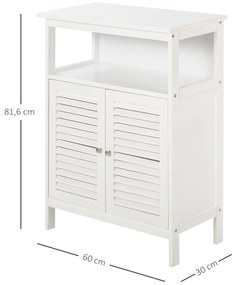 Armário de banheiro auxiliar com 2 portas Prateleiras 60x30x81,6 cm Branco