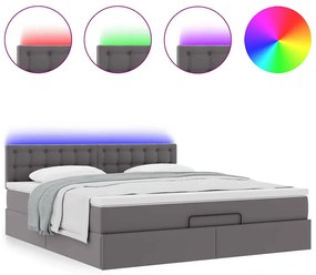 Cama otomana com colchões &amp; LEDs 160x200 cm couro artificial