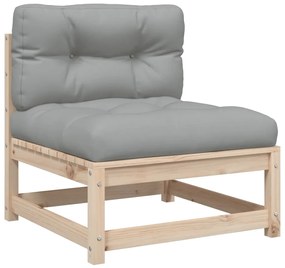 8 pcs conjunto sofás de jardim com almofadões pinho maciço