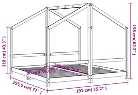 Estrutura de cama infantil 2x(90x190) cm pinho maciço preto