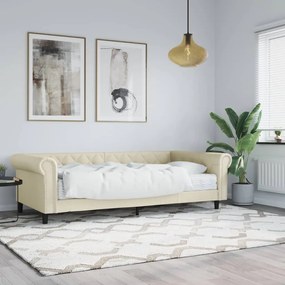 Sofá-cama com colchão 90x200 cm couro artificial cor creme