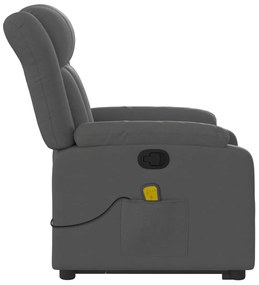 Poltrona elevatória de massagens tecido cinzento-escuro