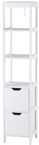 Kleankin Armário de banheiro alto Multiuso 3 prateleiras 2 gavetas 30x30x144 cm Branco