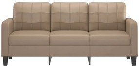 Sofá de 3 lugares 180 cm couro artificial cor cappuccino