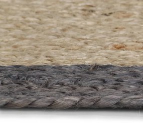 Tapete artesanal em juta com rebordo cinzento escuro 150 cm