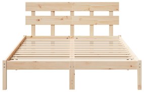 Estrado de Cama com Cabeceira 160x200 cm Madeira Sólida Pinho